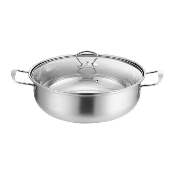 CoudarTitie Stainless Steel Hot Pot Cooking Pot Multipurpose Easy to Clean Cookware Soup Wok 32cm