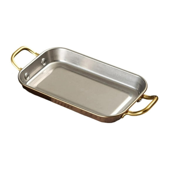 CoudarTitie Stainless Steel Serving Platter Creative Multipurpose with Handles Food Tray for L Retro Gold