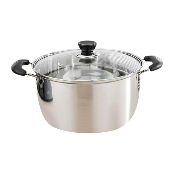 CoudarTitie Stainless Steel Stock Pot Deep Fashionable Universal Base for Stew Soup Home Style A