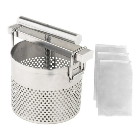 CoudarTitie Stainless Steel Vegetable Water Squeezer 14x18cm Reusable with 3 Filter Bags