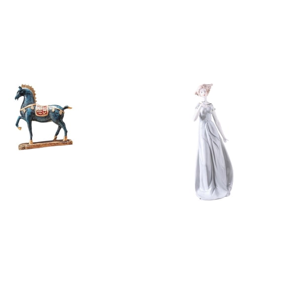 CoudarTitie Standing Horse Lady Figurine Sculpture for Desk Living Room Bookcase Shelf Cabinet Modern Nordic Ornament Porcelain Statue Decor