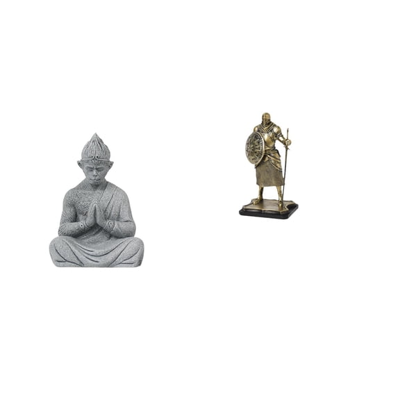 CoudarTitie Sun Wukong Buddha Knight Statue Creative European Decorative Figurine for Hotel Patio Backyard Entryway Living Room Home