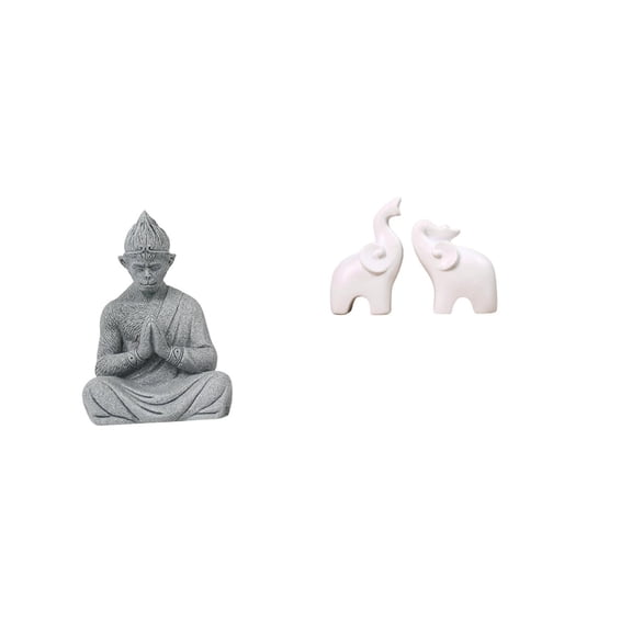 CoudarTitie Sun Wukong Elephant Harmony Sculpture Set for Tranquil Home and Garden Decor Inspiring Mindful Spaces with Artistic Animal Figures