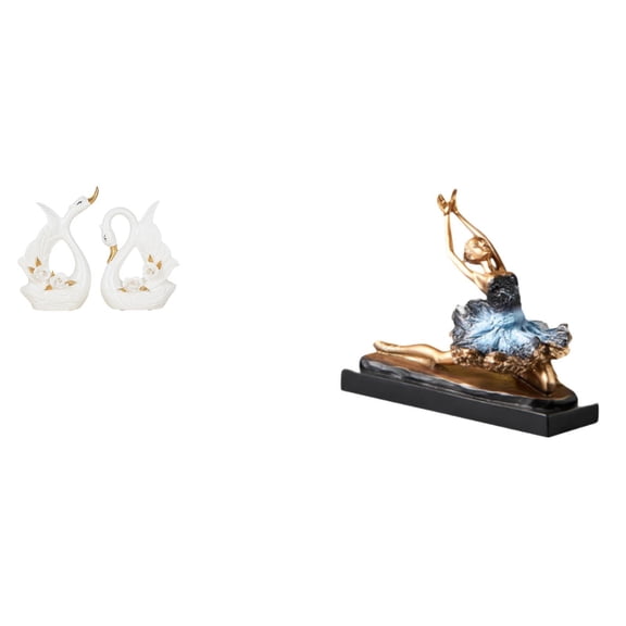 CoudarTitie Swan Statue Ceramic Figurine Table Sculpture Ballet Dancer Porcelain Ornaments Featuring Elegant Form And Material Suitable for Couples Home D