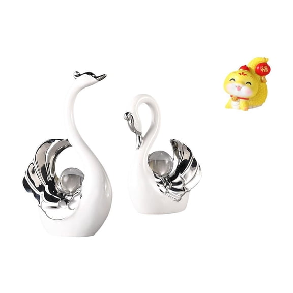 CoudarTitie Swan Statue Modern Ceramic Swan Figurines Cartoon Snake Statue Animals Sculpture Decoration Table Centerpiece Crafted From Quality Ceramic Resin Suita