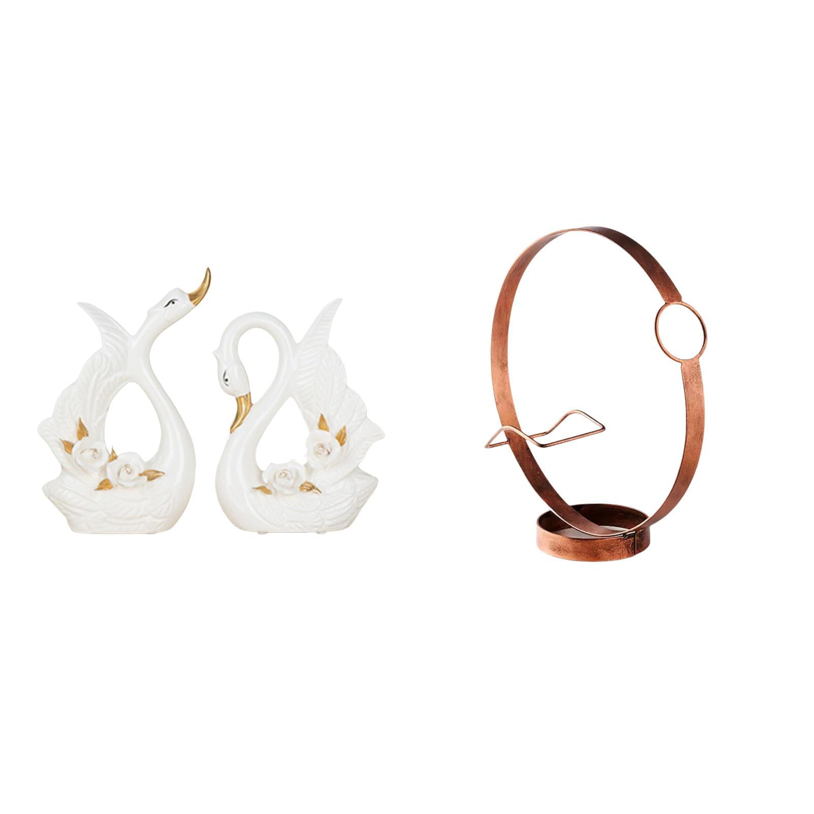 CoudarTitie Swan Statues Ceramic Swan Figurine Iron Sculpture Bottle ...