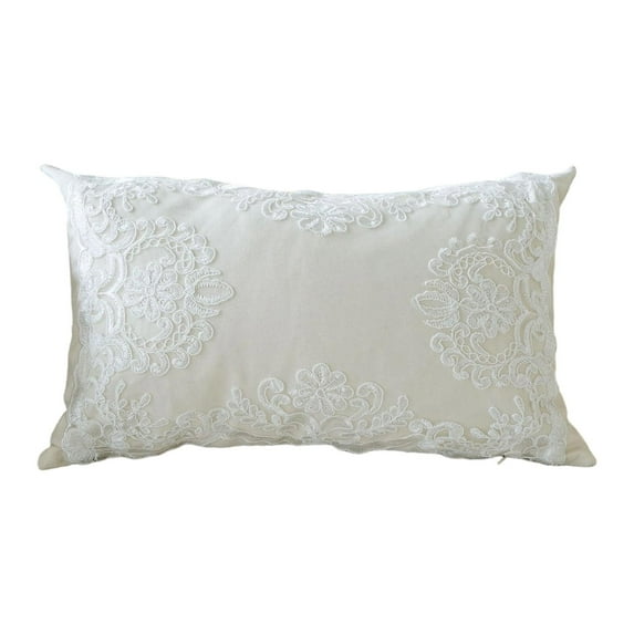 CoudarTitie Throw Pillow Bed Pillow European Embroidered Handmade Rustic French Country Sofa Lace European Floral