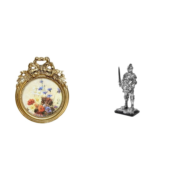 CoudarTitie Timeless Knightly Memories Ornate European Photo Frame and Creative Sculpture Fusion for Elegant Wedding and Housewarming Gift Display