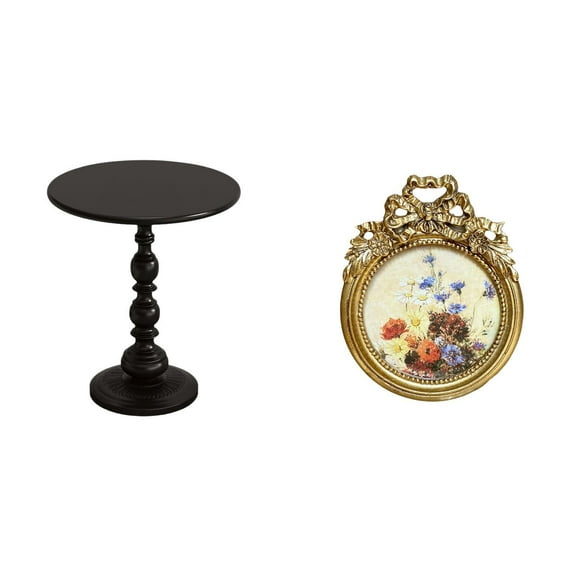 CoudarTitie Vintage Picture Frame End Table Ornate European Style Small Furniture Stable Side Table for Living Room Small Place Wedding Gift Ideas