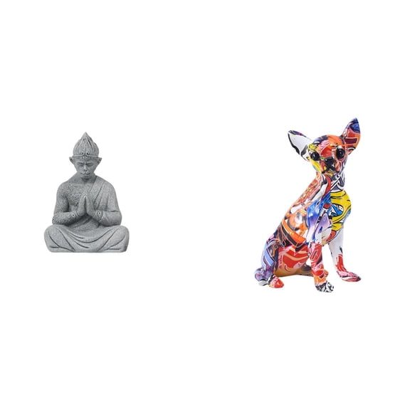 CoudarTitie Vivid Sun Wukong Buddha and Chihuahua Fusion Statue Unique Multicolor Animal and Monkey Figure Collectible for Home Garden Decor