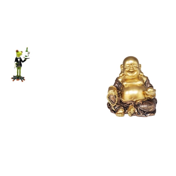 CoudarTitie Waiter Frog Buddha Statue Animal Sculpture Creative Decorative Figurine Tabletop Ornament for Fireplace Entrance Shelf Birthday Gift Anniversary Party Feng Shui