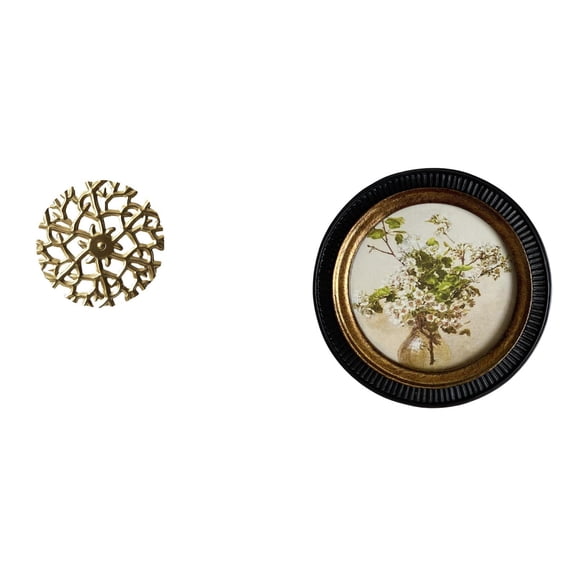 CoudarTitie Wall Hanging Sculpture Metal Wall Decor Round Decorative Disc Resin Photo Frame Wrought Iron Frame Glass Mirror Suitable for Living Room Bedroom Dinin