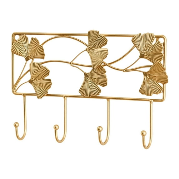 CoudarTitie Wall Hook Coat Hook Leaf Design Heavy Duty Multifunctional Modern Decorative for Square 4 Hooks