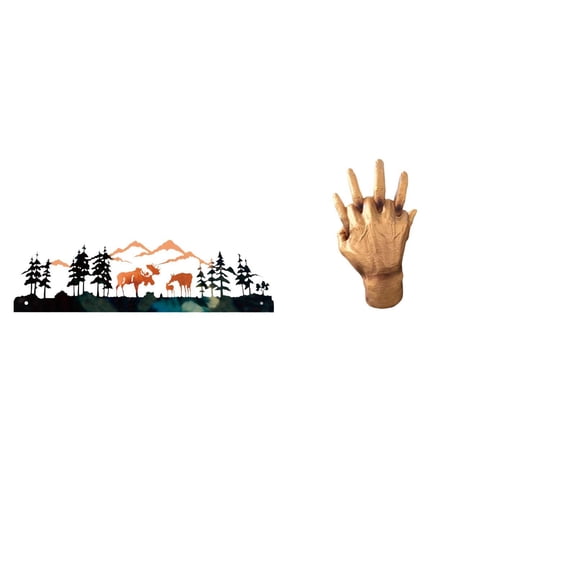 CoudarTitie Wall Sculpture Metal Flowers Rustic Deer Carved Hand Sculpture Resin Art Hanging Home Decor Suitable for Living Room Bedroom Office Garden 40cmx11.5cm