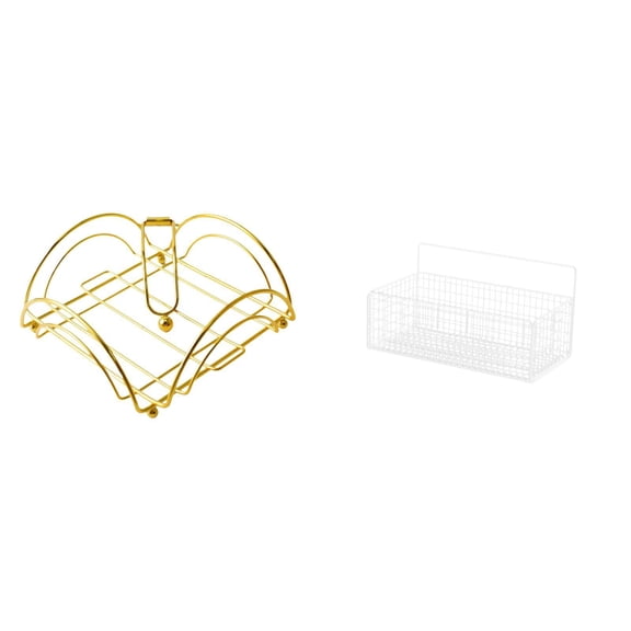 CoudarTitie Weighted Arm Napkin Dispenser And Metal Wire Storage Basket for Tabletop And Wall Hanging Organization in Kitchen Bathroom Hotel Bar Cafe Living Room