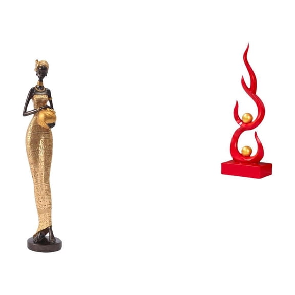CoudarTitie Women Statues Abstract Fire Sculpture African Statues And Sculptures Modern Art Resin Ornament Collectible Suitable for Living Room Bedroom Wedding Ro