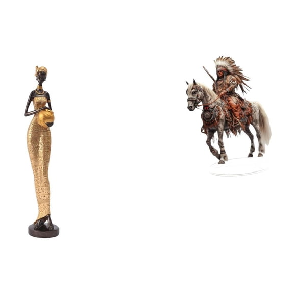 CoudarTitie Women Statues African Figurines Collectible Sculptures Knight Ornament Acrylic Resin Material Lifelike Carvings Suitable for Shelf Desk Home Office De