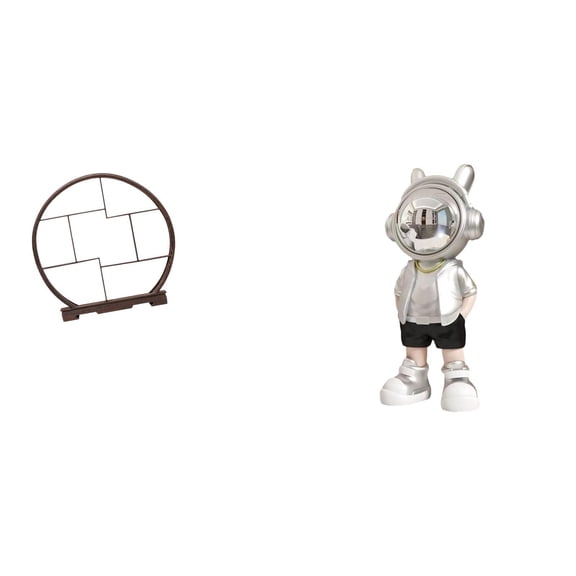 CoudarTitie Wood Display Stand Astronaut Statue Home Decor Gift Storage Organizer Crafts Display Rack Antique Shelf for Desktop Home Cabinets Office Tabletop Ornament Punk Creative Modern