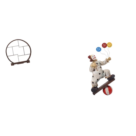 CoudarTitie Wood Display Stand Clown Figurine Home Decor Gift Storage Organizer Crafts Sculpture Collection Display Rack Antique Shelf for Desktop Home Cabinets Office Table Centerpiece Cabinet