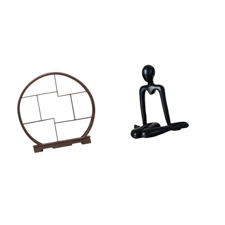 CoudarTitie Wooden Display Stand with Abstract Thinker Sculpture for Home Decor Storage Organizer Crafts Display Rack Antique Shelf for Desktop Cabinet Bedroom Office Bookshelf Fireplace
