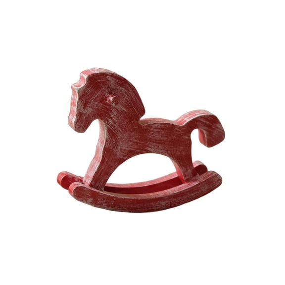 CoudarTitie Wooden Rocking Horse Sculpture Centerpiece Holiday Season Collection Birthday Gift Unique Creative Decoration Christmas Decor Red