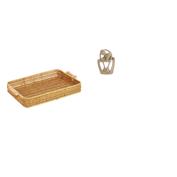 CoudarTitie Woven Fruit Basket Abstract Couple Statue Snack Serving Bowl Creative Resin Sculpture Bread Plate for Desktop Bookcase Cafe Decorations Birthday Gift