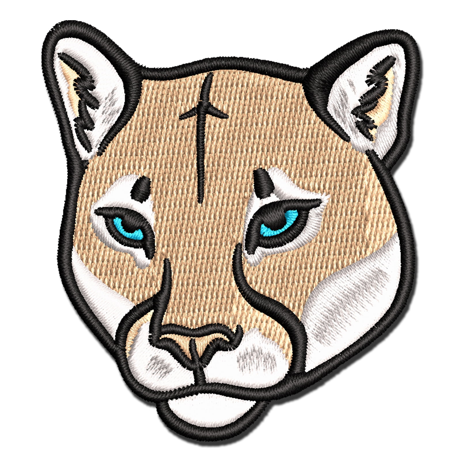 Cougar Head Mountain Lion Puma Applique Multi-Color Embroidered Hook & Loop Patch - 3.5 Inch Large
