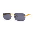 thumbnail image 1 of Cougar Jewel Rimless Narrow Rectangular Luxury Pimp Sunglasses Gold Black, 1 of 4