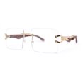 thumbnail image 1 of Cougar OG Gangster Rapper Clear Lens Rimless Wood Buffs Eyeglasses Light Gold, 1 of 4