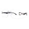 thumbnail image 1 of Cougar OG Gangster Rapper Clear Lens Rimless Wood Buffs Eyeglasses Silver, 1 of 4