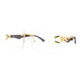 thumbnail image 1 of Cougar OG Gangster Rapper Clear Lens Rimless Wood Buffs Eyeglasses Yellow Gold, 1 of 4