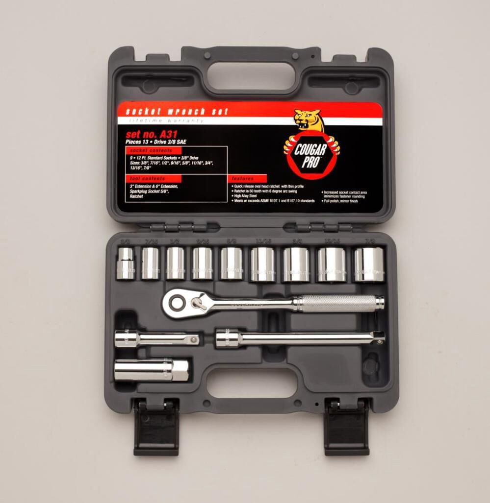 Wright Tool 450 13-Piece 8-Point Standard Socket Set - 1/2" Drive Sockets 7/16" To 1-1/4"