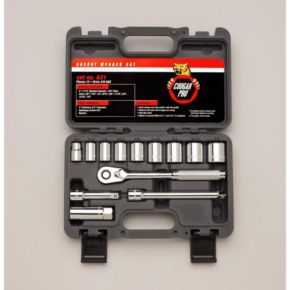 Cougar Pro A31 3/8" Drive 12 Point Standard Socket Set (13-Piece)