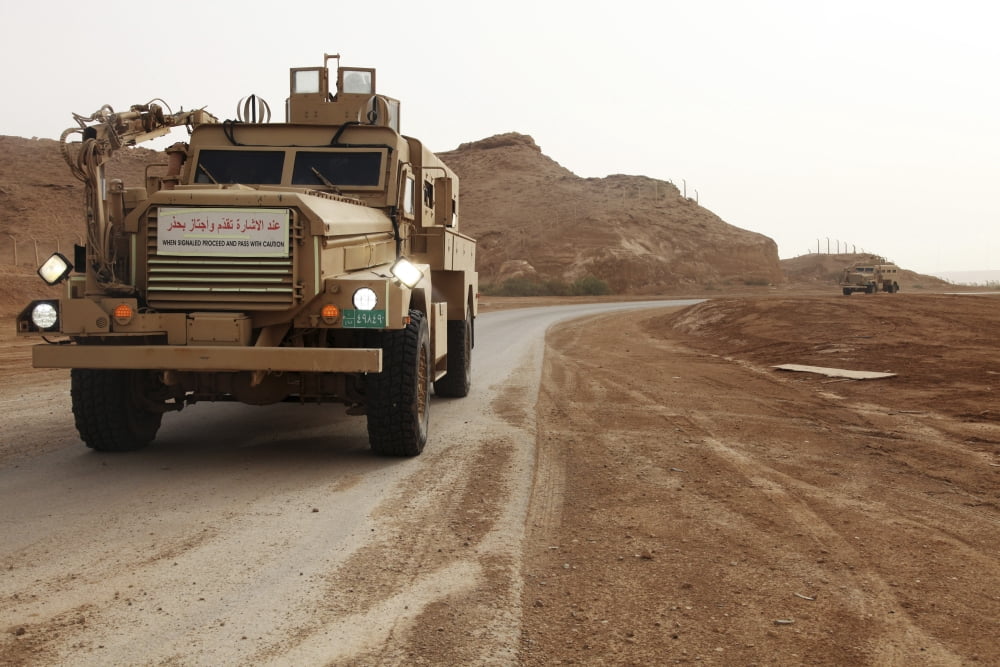 Cougar armored fighting vehicles in Iraq Canvas Art - Stocktrek Images (35 x 23)