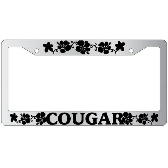 CougarHibiscus Flower Chrome Plastic License Plate Frame
