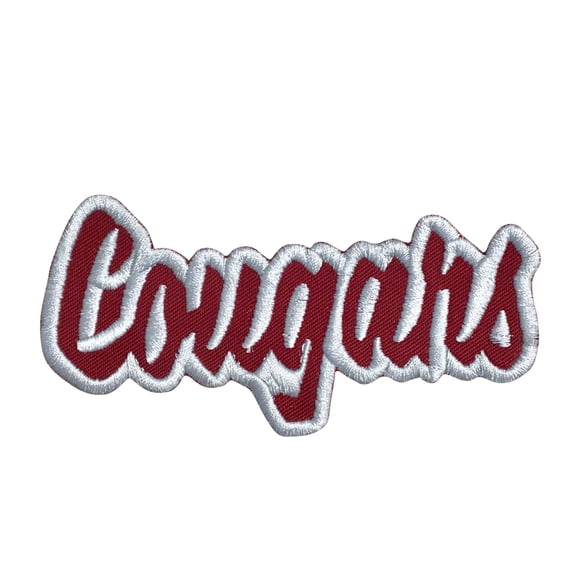 Cougars - Cardinal Red/Gray - Team Mascot - Words/Names - Iron on Applique/Embroidered Patch