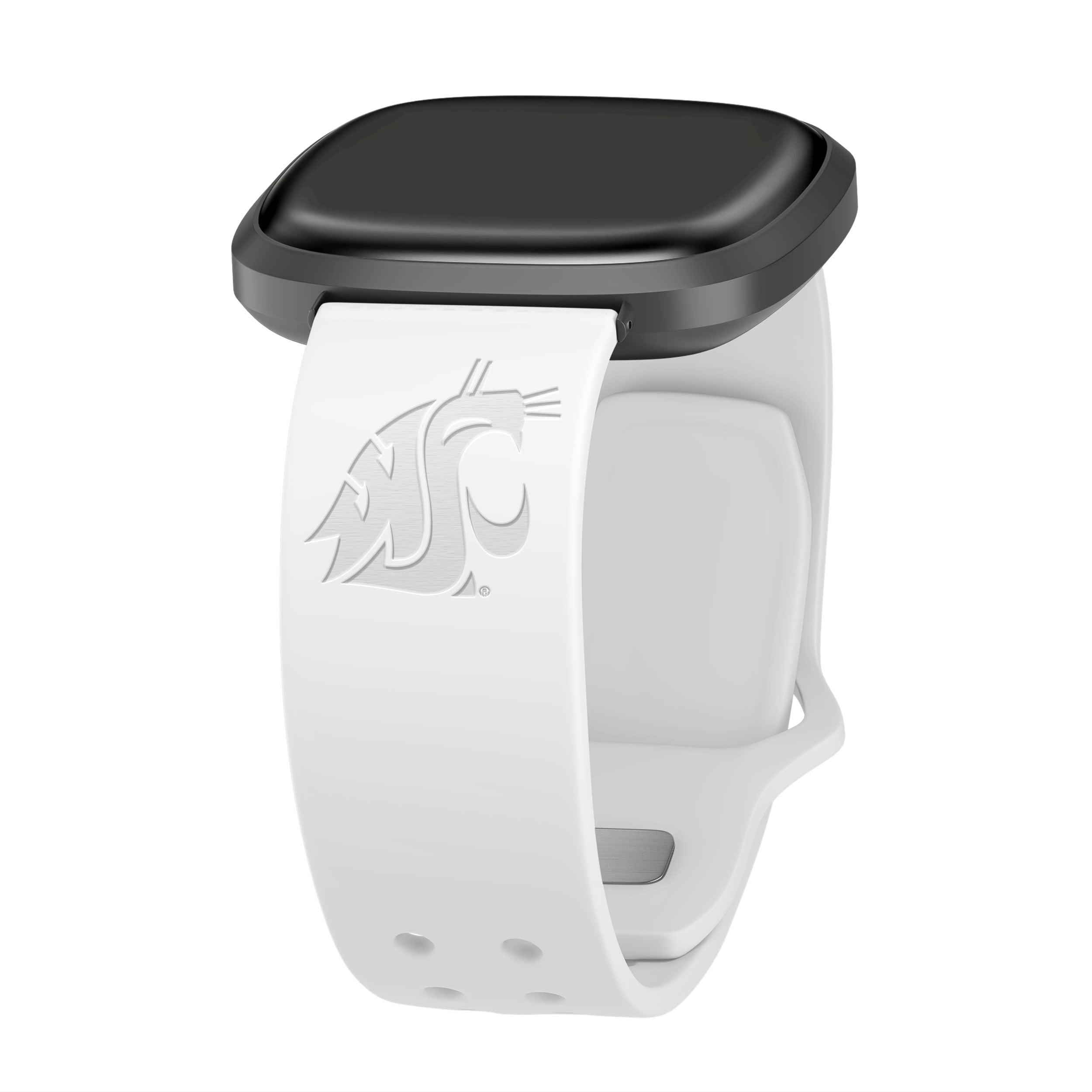 Cougars Engraved Silicone Unisex Watch Band for Fitbit Versa 3 and Sense (White) by Affinity Bands