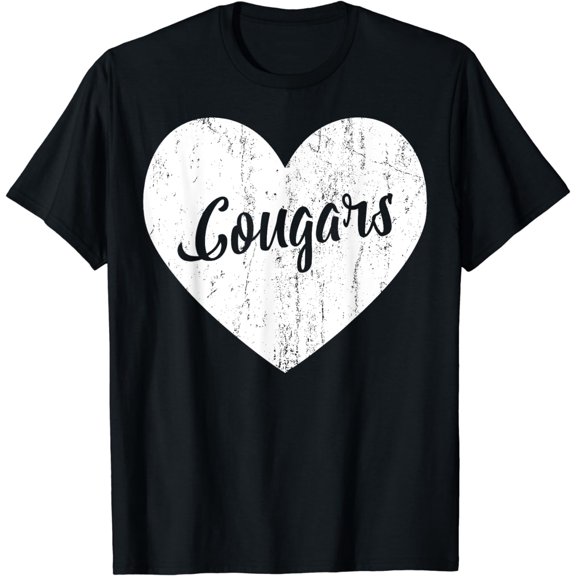 Cougars School Sports Fan Team Spirit Mascot Cute Heart Gift T-Shirt