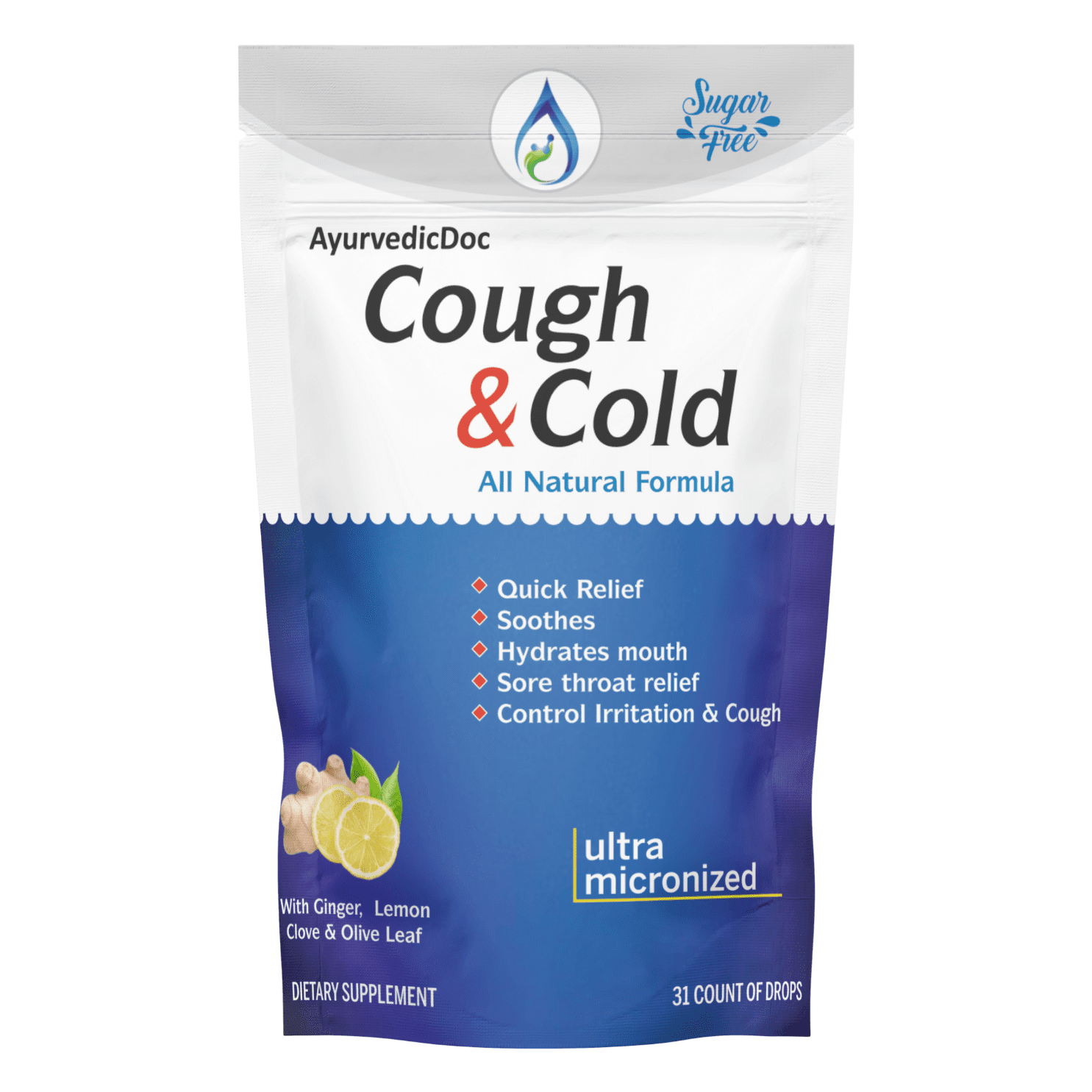 Cough & Cold Relief SugarFree Drops, 31ct, Controls Cough and Thins & Loosens Mucus That Causes
