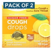 Cough Drops Natural Honey Lemon 18 Count by Herbion, Pack of 2