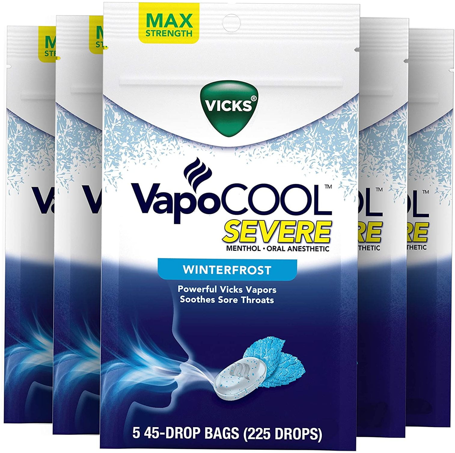 Cough Drops Vicks Vapocool Severe, Medicated Drops, Menthol, 45 Count