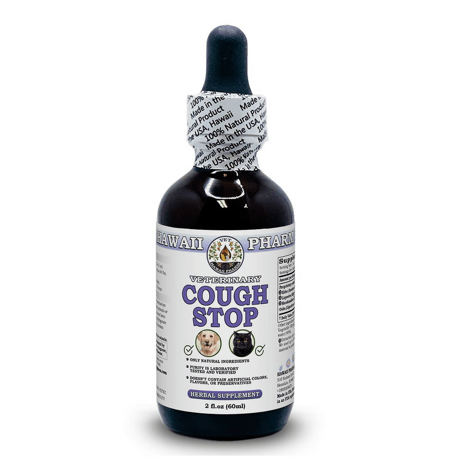 Cough Stop Veterinary Natural AlcoholFREE Liquid Extract, Pet Herbal Supplement. Expertly