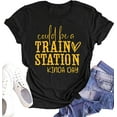 thumbnail image 1 of Could Be A Train Station Kinda Day Shirt Women Funny Country Music Tees Casual Summer Short Sleeve Tops Black, 1 of 3