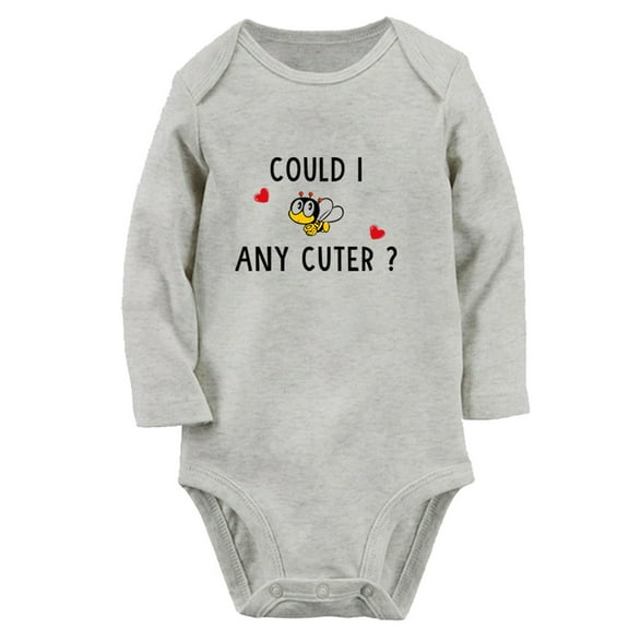 Could I Any Cuter Funny Rompers, Newborn Baby Unisex Bodysuits, Infant Jumpsuits, Toddler 0-12 Months Kids Long Sleeves Oufits (Gray, 0-6 Months)