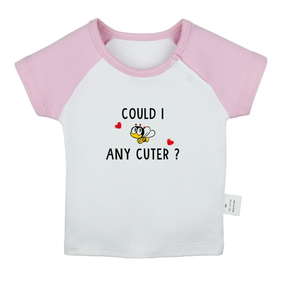 Could I Any Cuter Funny T shirt For Baby, Newborn Babies T-shirts, Infant Tops, 0-24M Kids Graphic Tees Clothing (Short Pink Raglan T-shirt, 12-18 Months)