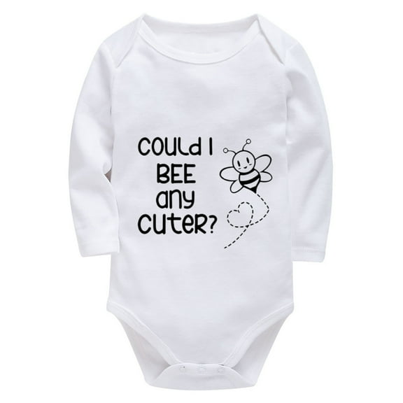 Could I Bee Any Cuter Rompers for Girls Long Sleeve Baby Girl Newborn Coming Home White Newborn Onsies0-3 Months Girl
