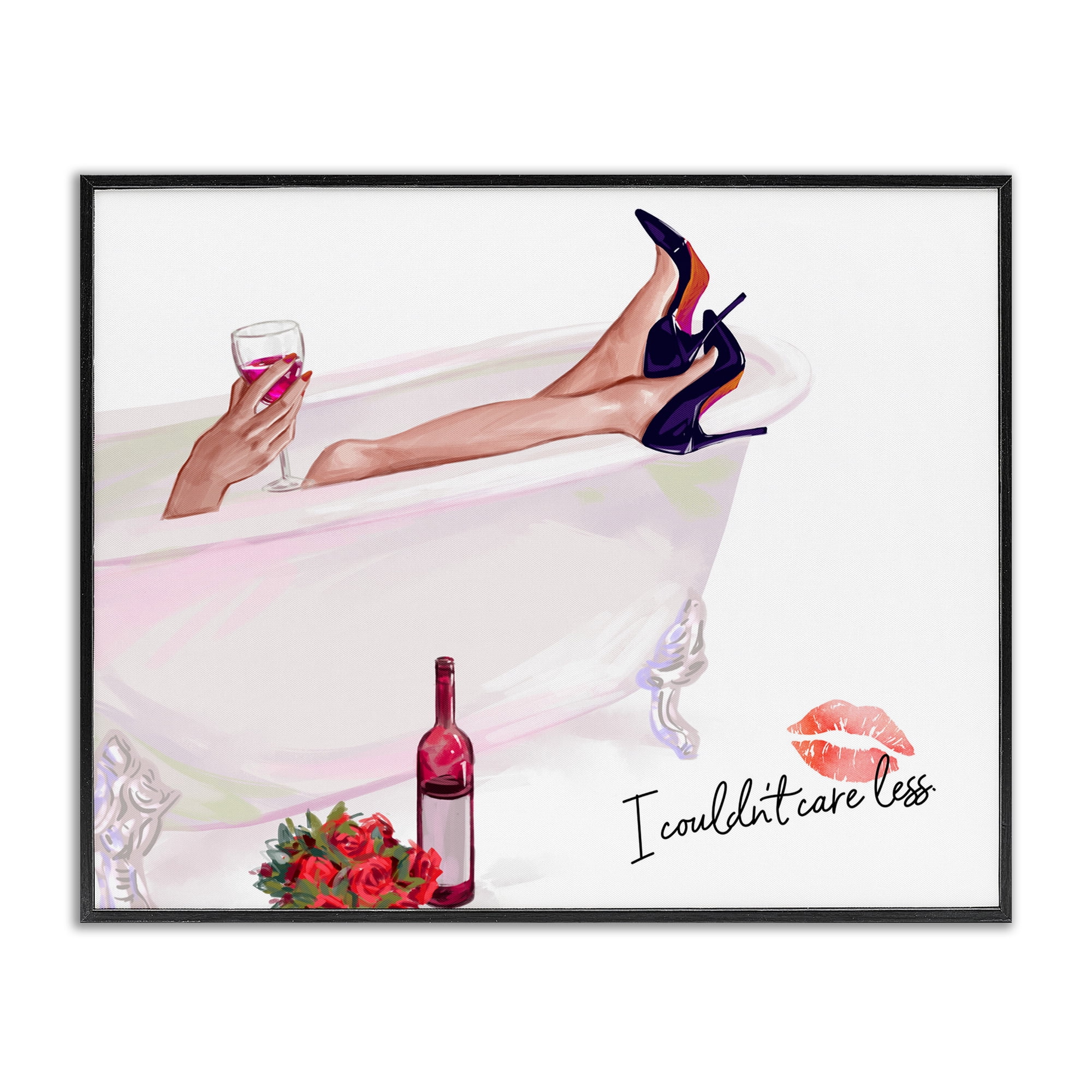 Couldn't Care Less Tub Black Framed Giclee Art, design by Ziwei Li
