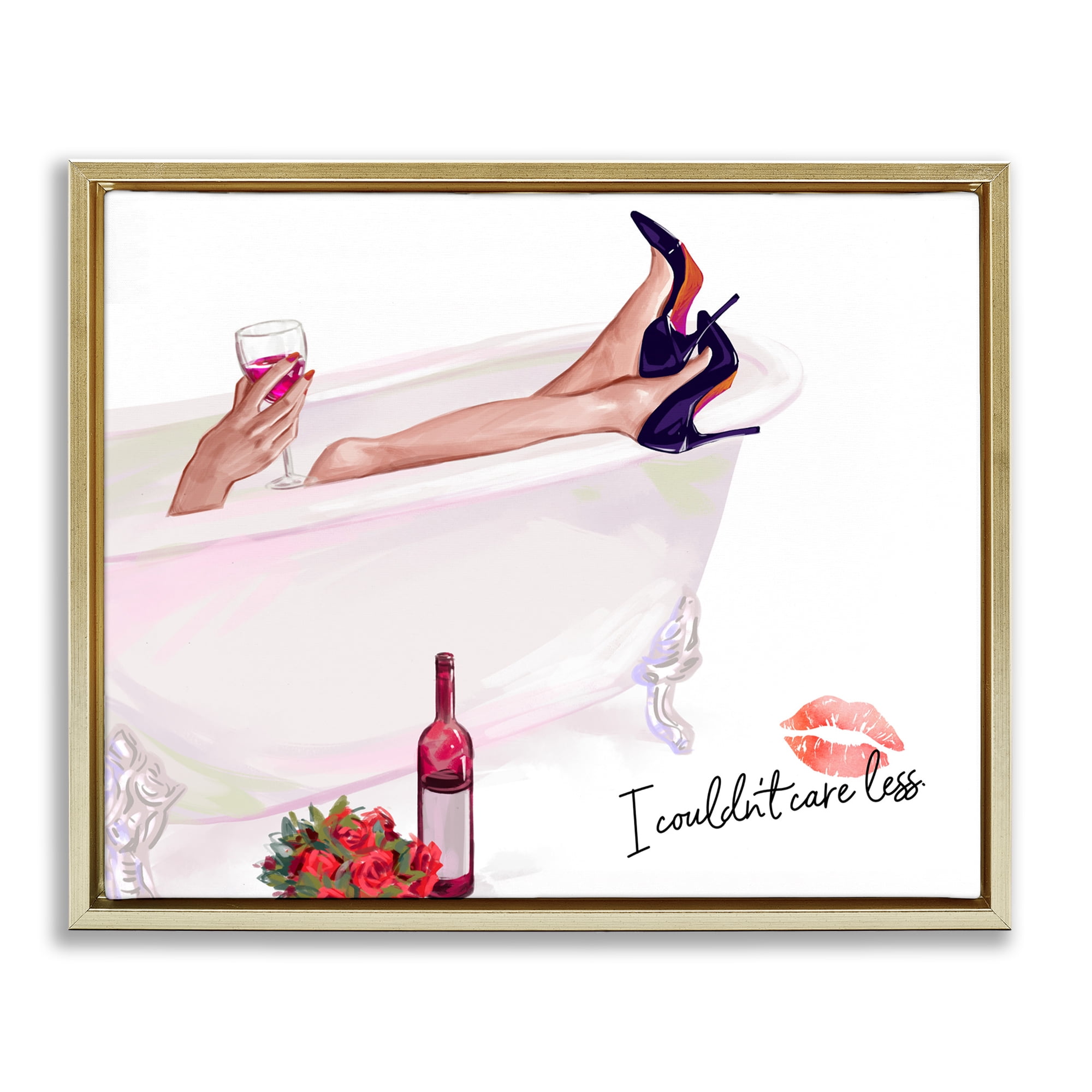 Couldn't Care Less Tub Gold Framed Floater Canvas Wall Art, design by Ziwei Li