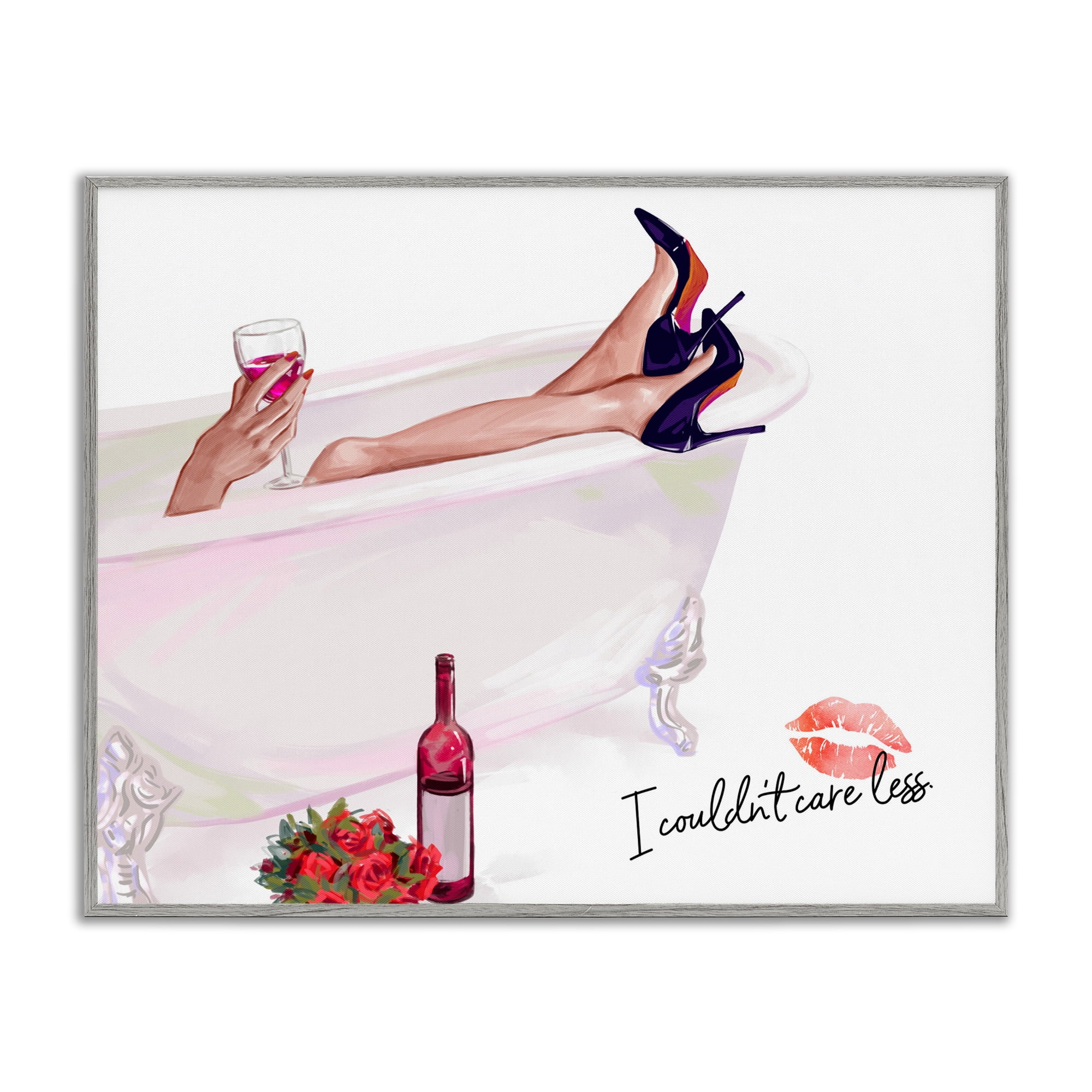 Couldn't Care Less Tub Gray Framed Giclee Art, design by Ziwei Li