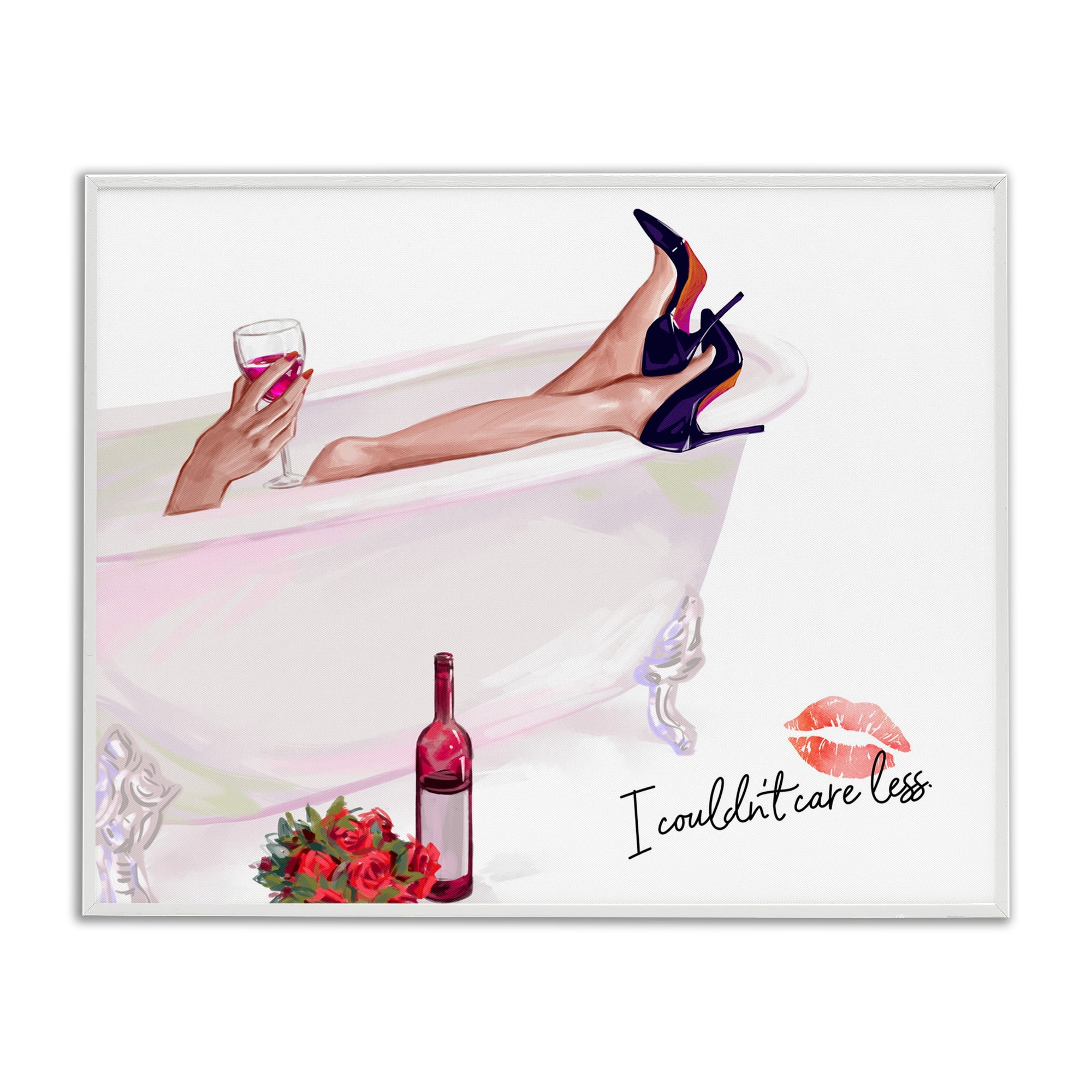 Couldn't Care Less Tub White Framed Giclee Art, design by Ziwei Li